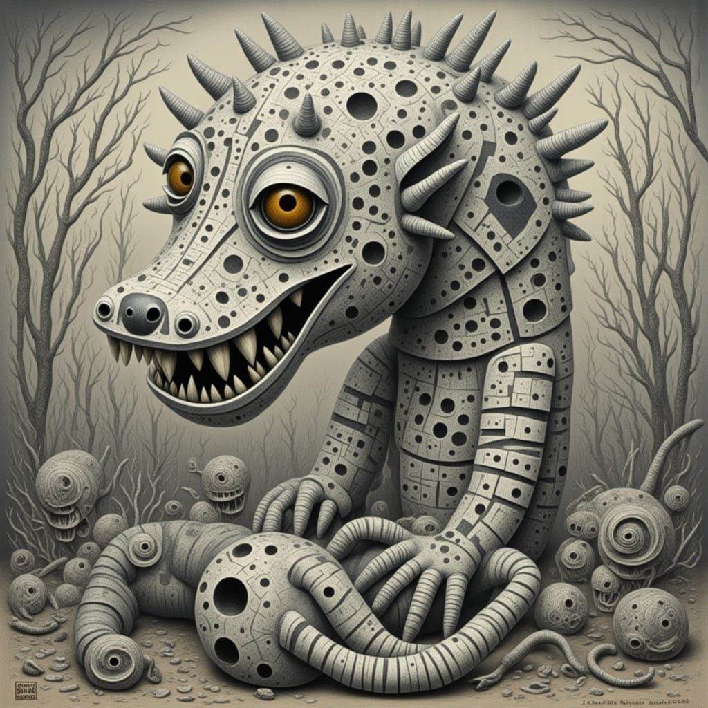 Abstract Doll Characters in Bold Artistic Style