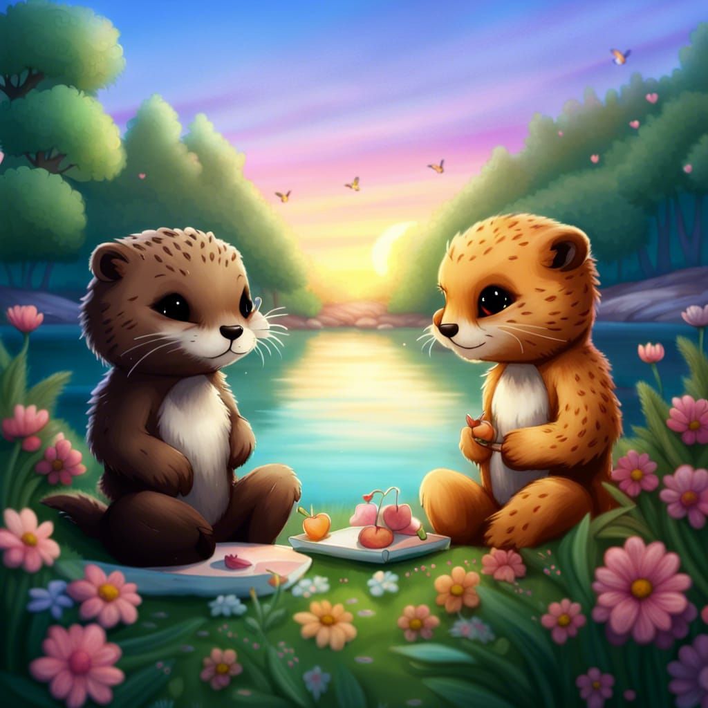 Chibi Otter and Cheetah's Cottagecore Picnic