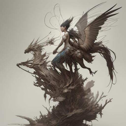 Surreal Mythical Creature Portrait Sculpture