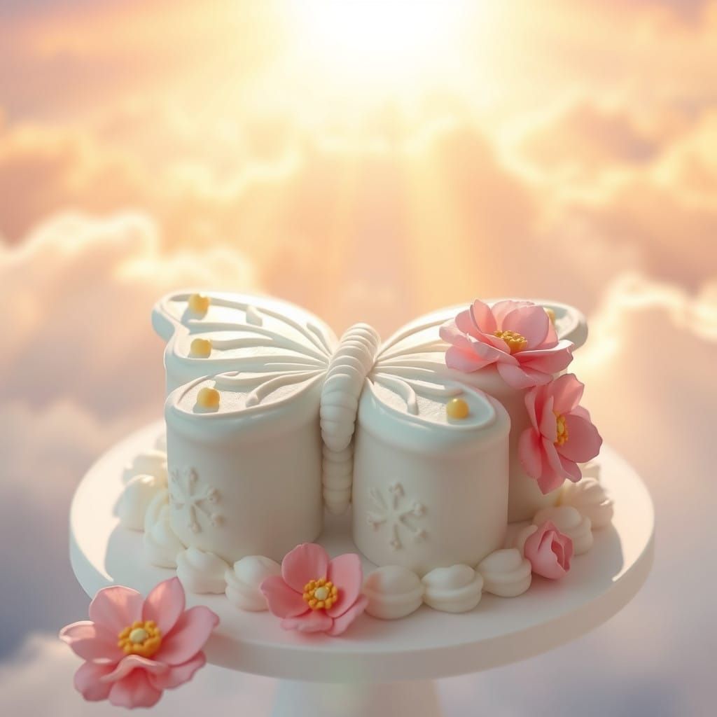 Surreal Butterfly Cake in Soft Focus Heaven