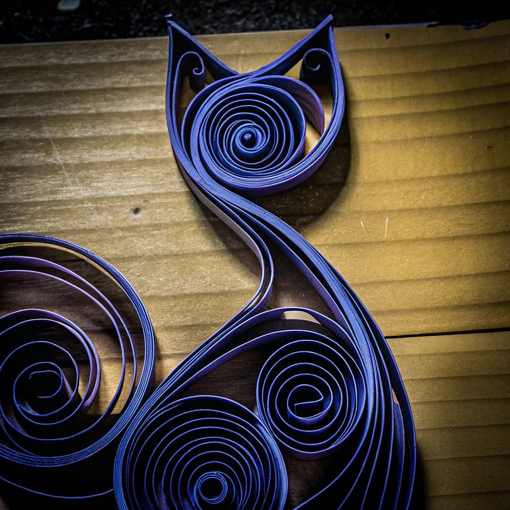 Vibrant Quilling Cat Silhouette in Abstract 3D Paper Art