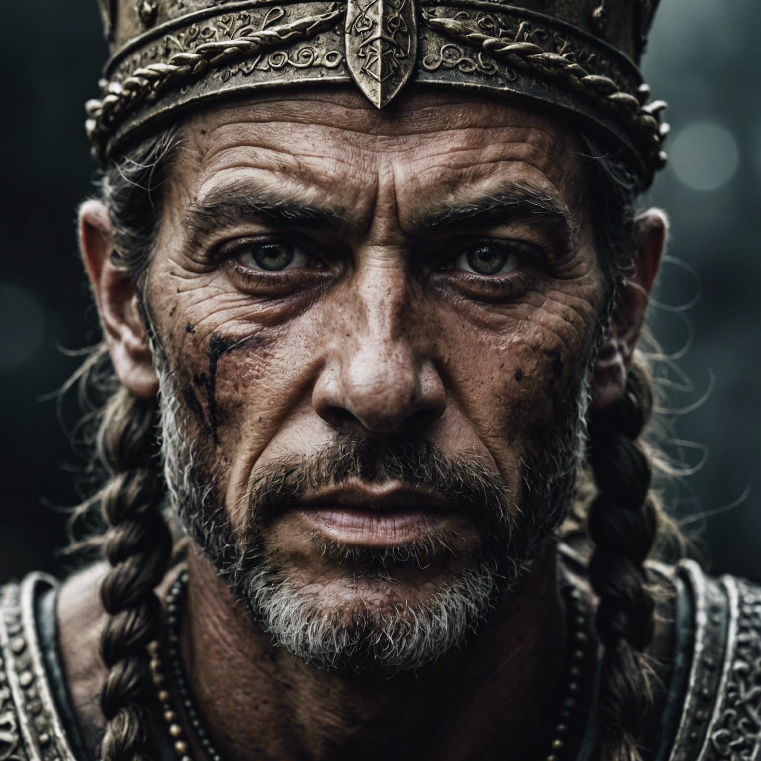 Intense Warrior King Portrait in Ambient Light