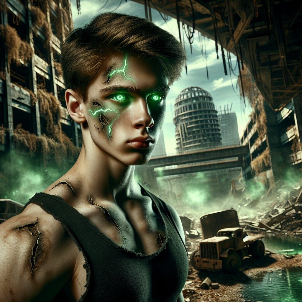 Post-Apocalyptic Teen Avenger with Glowing Eyes