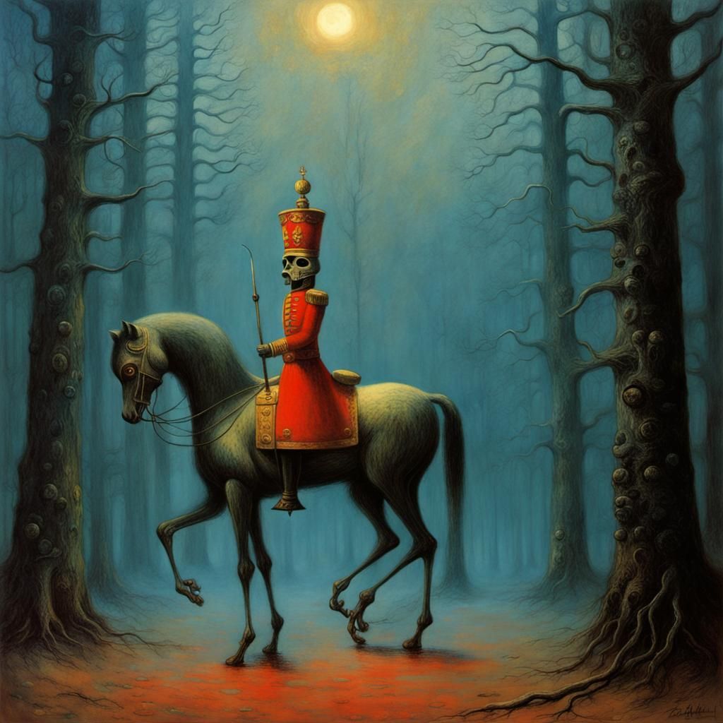Surreal Nutcracker Scene in Oil Painting Style