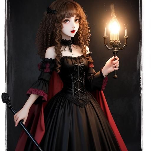 Princess in Vampire Goth Dress Digital Art