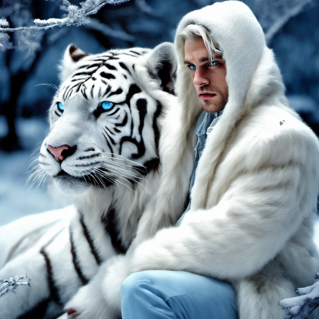 A Man and His Cat in Winter