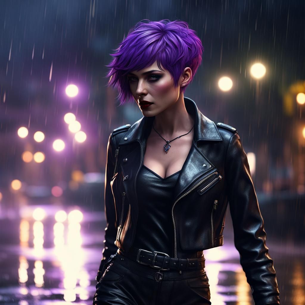 Goth Woman Dancing in the Rain, Dark Fantasy Art