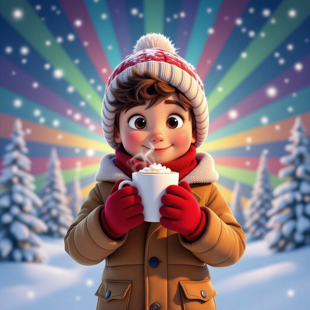 Boy from Polar Express: Winter Scene in 3D