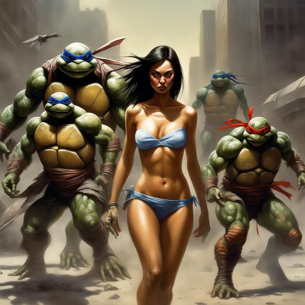 Woman Escapes Zombie Turtles in Apocalyptic Battle