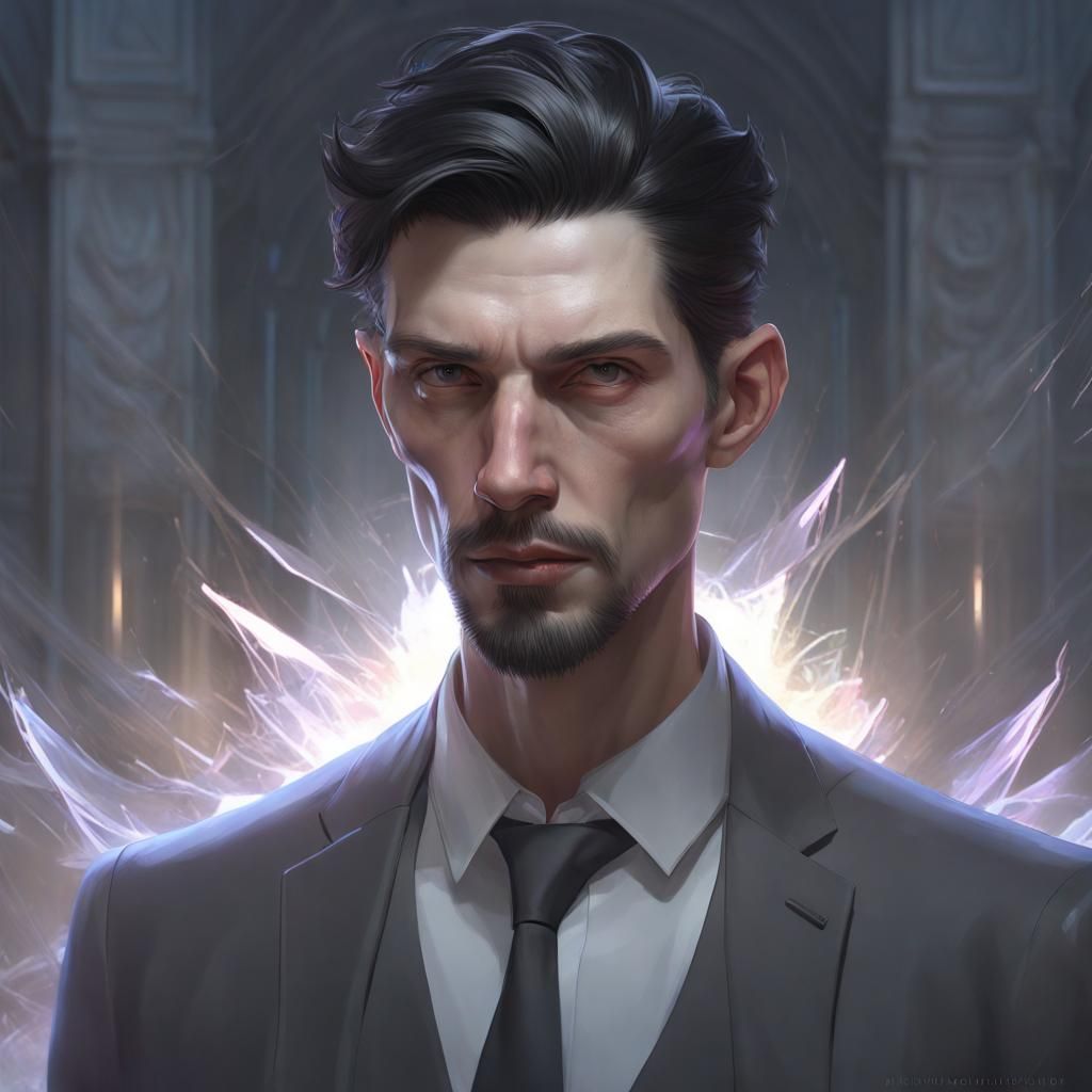 Serious Business Man Portrait in Hyperdetailed Style