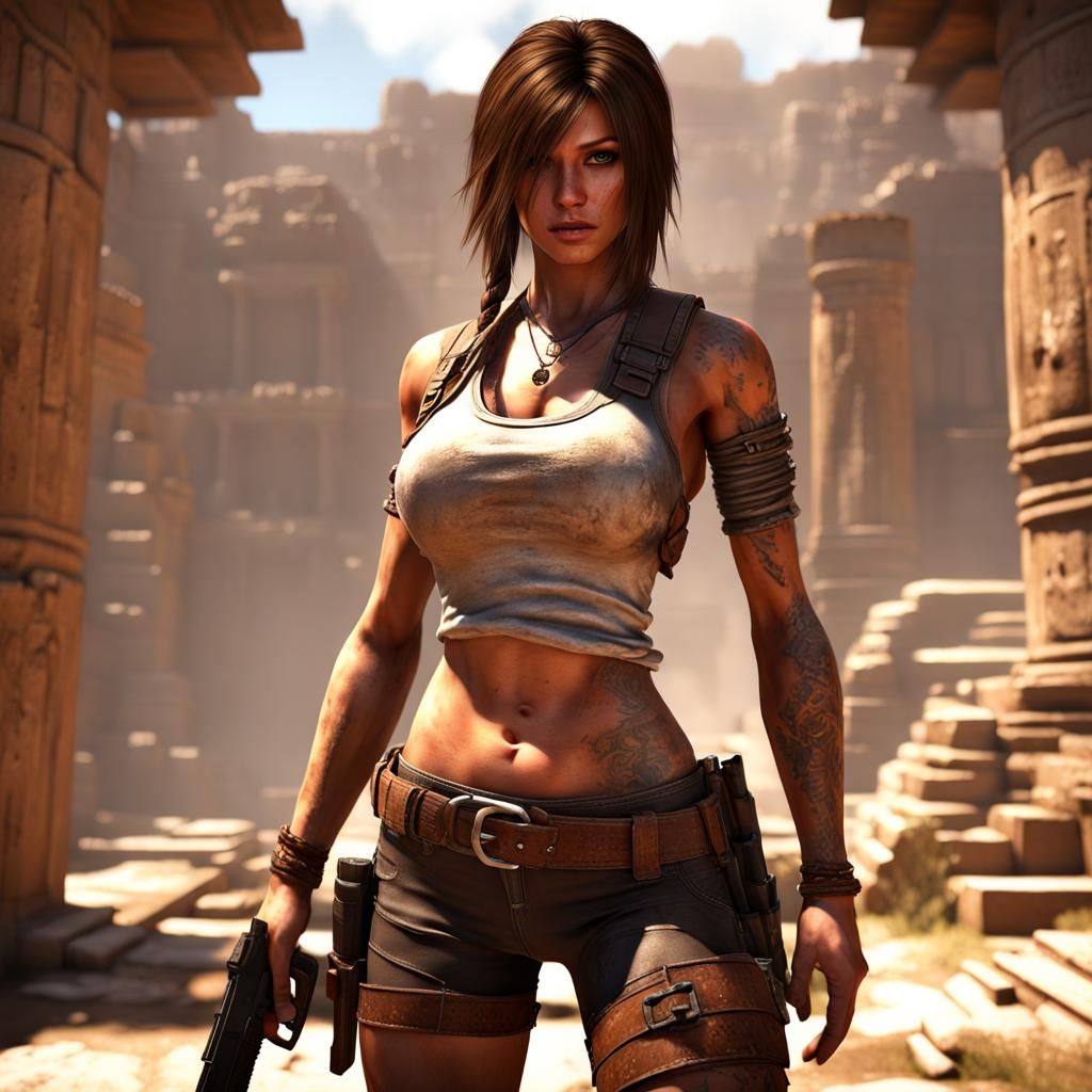 Tomb Raider in Aztec Ruins, Hyperdetailed 8k