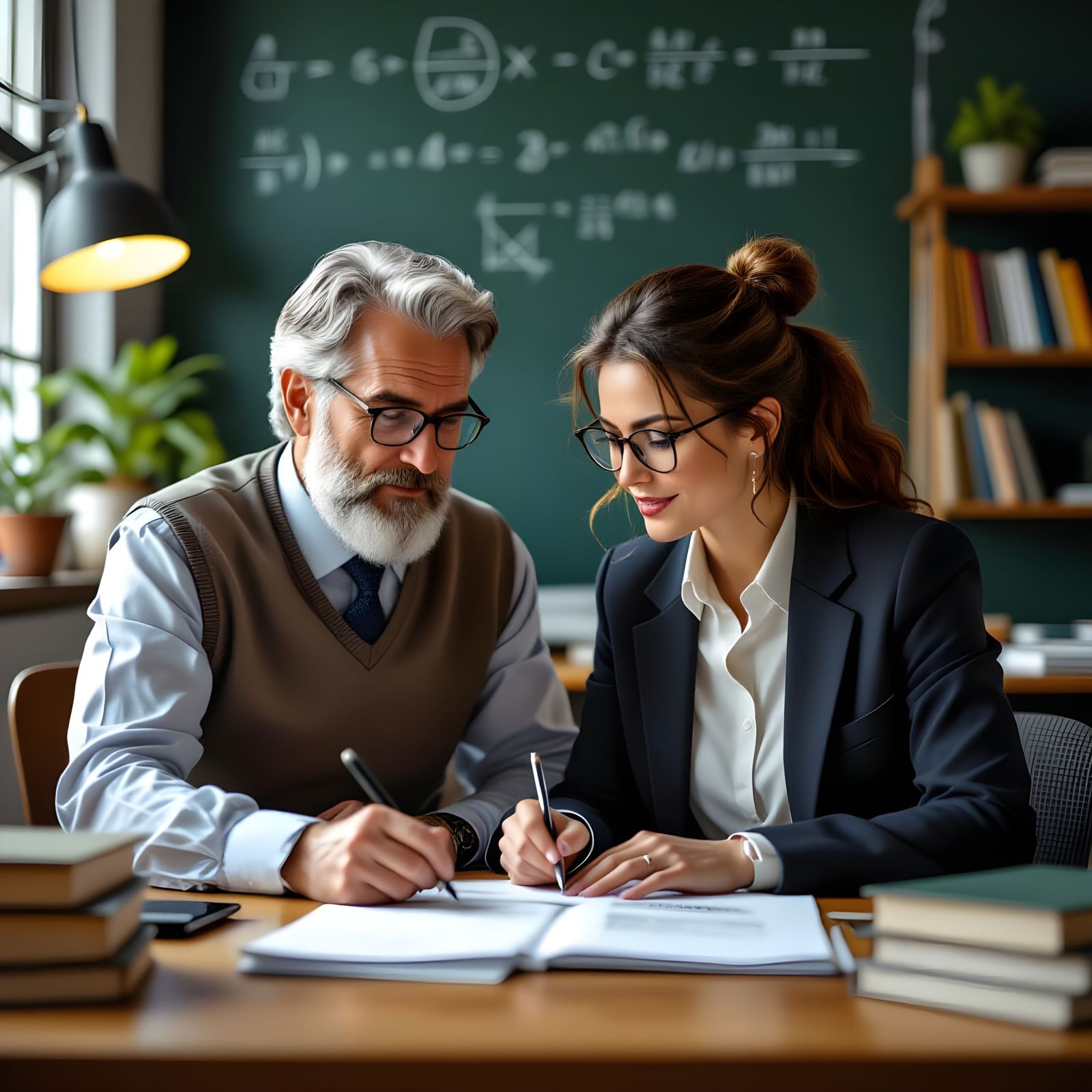 Math Professors in Hyperrealistic Splash Art Style