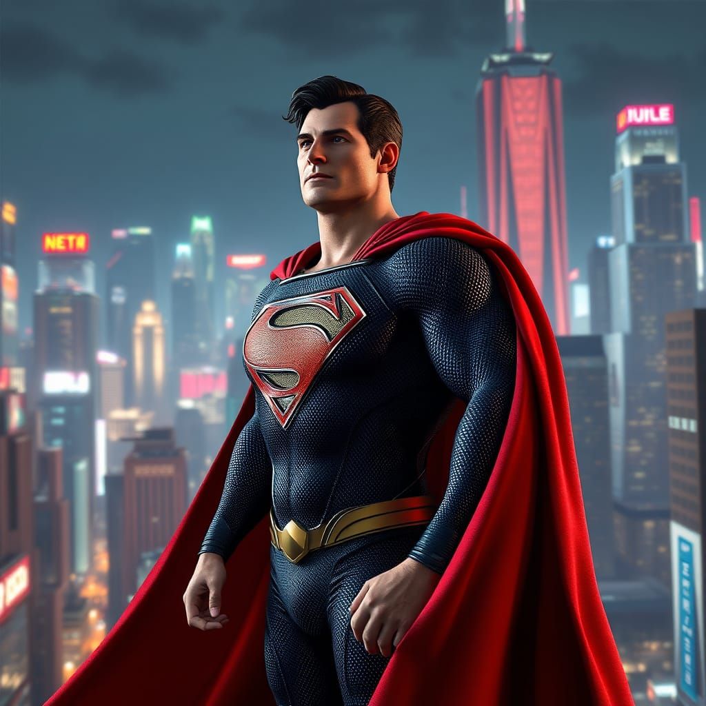 Superman in Grand Theft Auto Cityscape, 8K Render