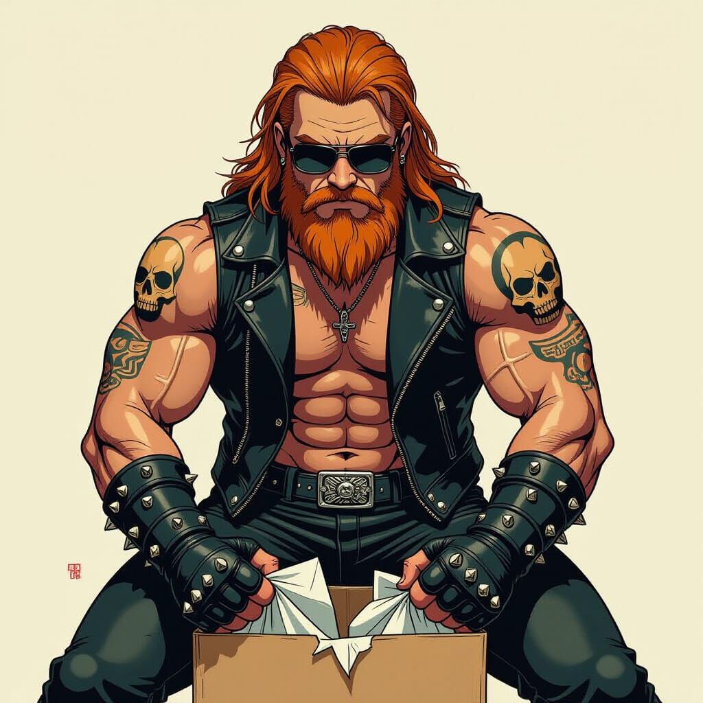 Gritty Wrestler Action Figure in Heavy Metal Style