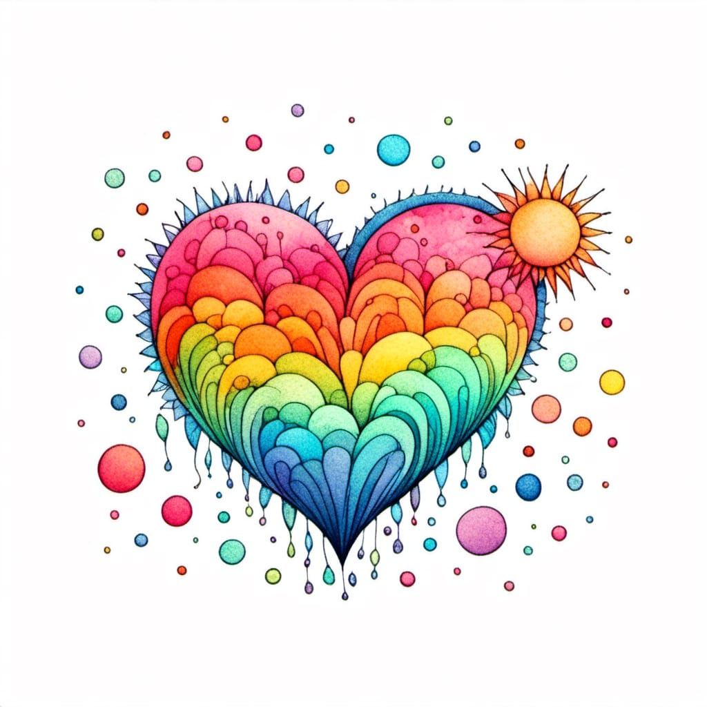 Surreal Doodle Drawings in Watercolor Style