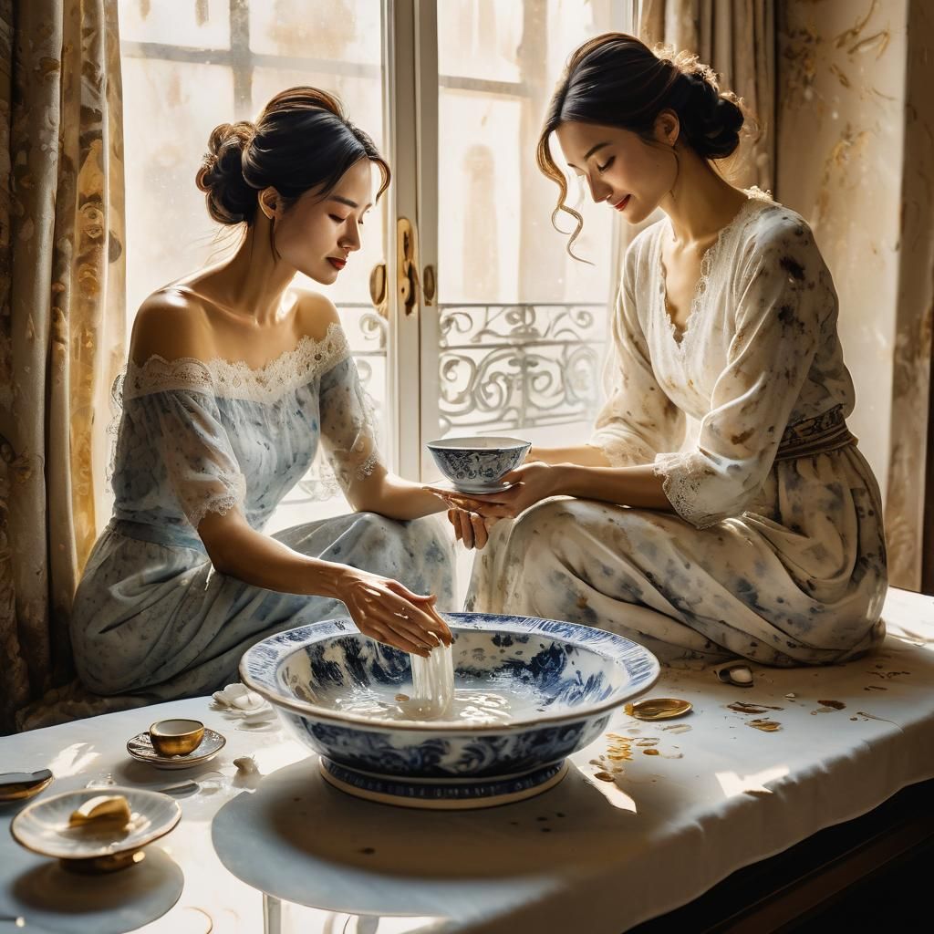 Intimate Hotel Scene in Dreamy Aquarelle Style