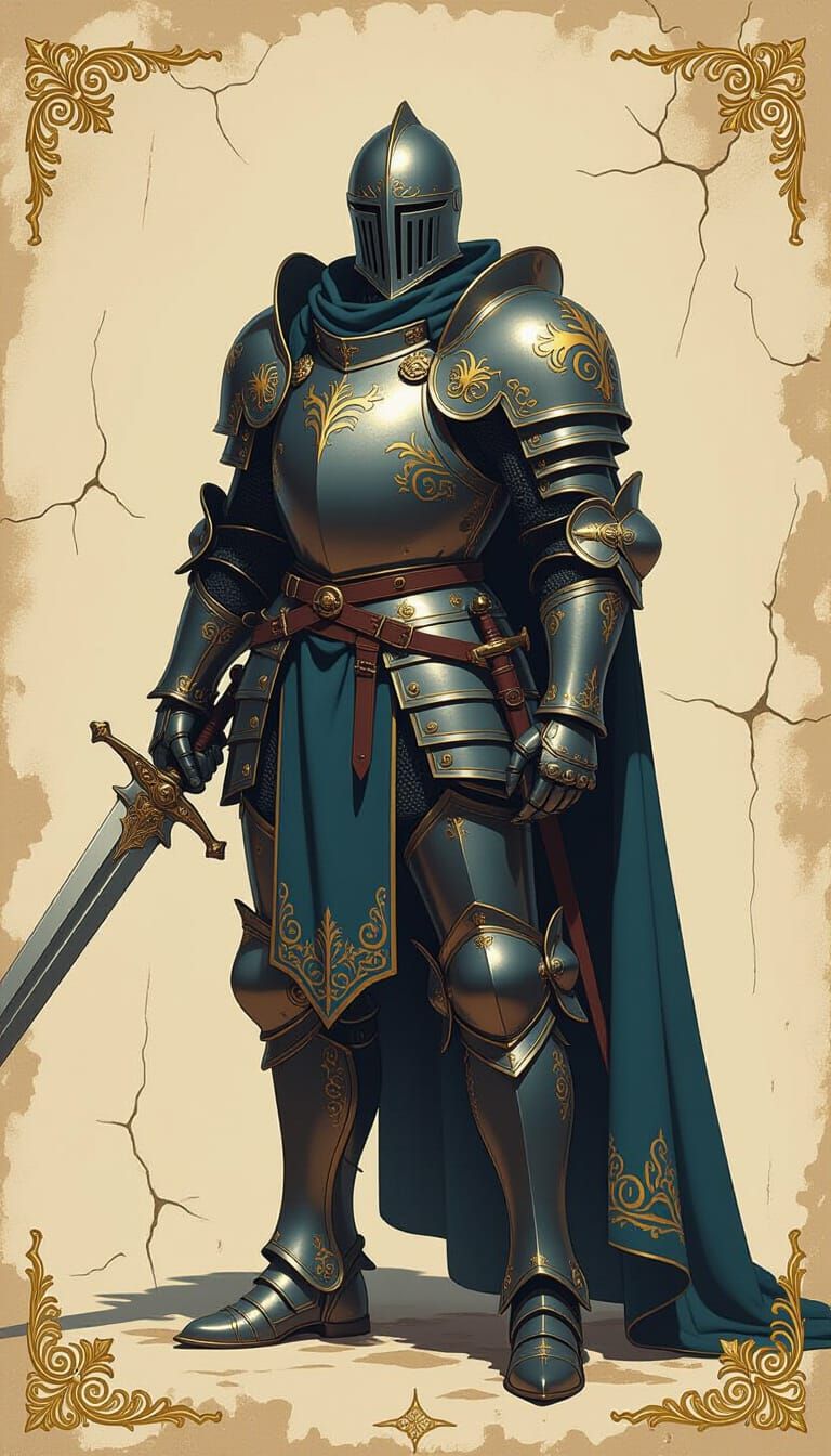 Majestic Knight in Ornate Armor, Fantasy Art