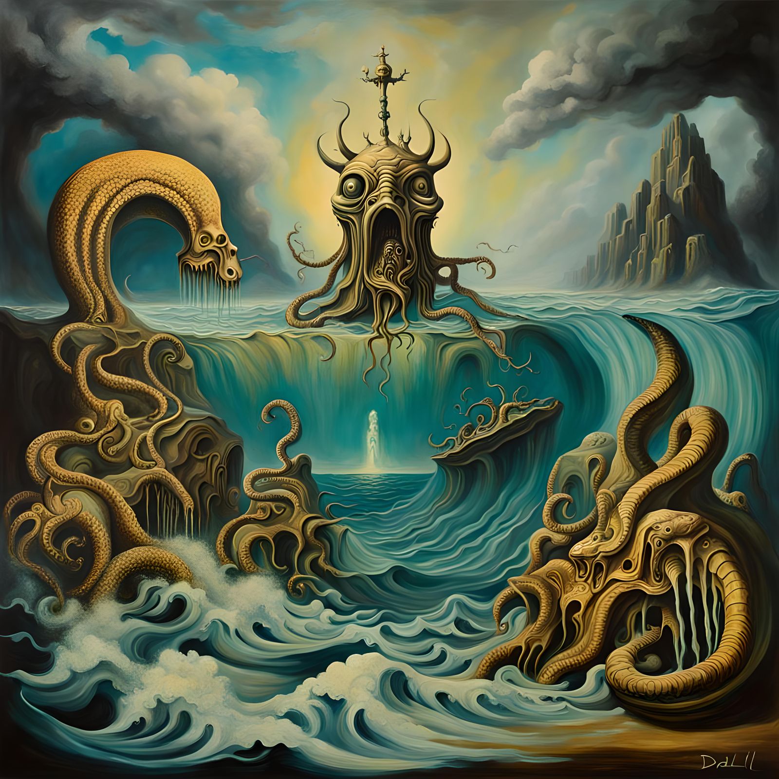 Surrealist Liturgy for Sea King Dagon in Oil