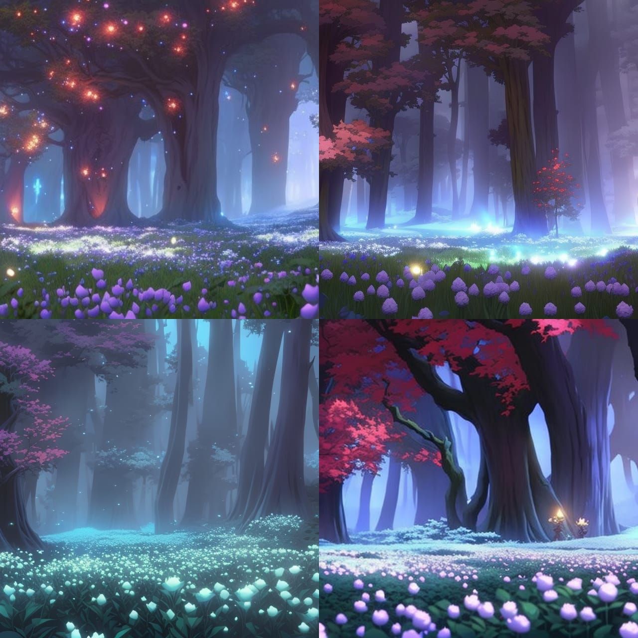 Magical Blue Roses in Enchanted Forest: 8k Anime Art