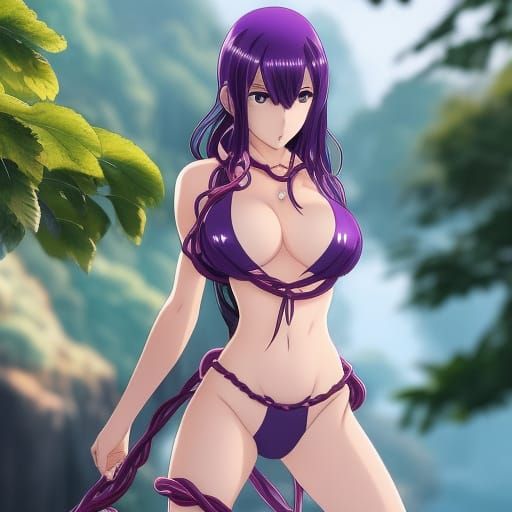 Captivating Lamia in Vines: Anime-Inspired Visual