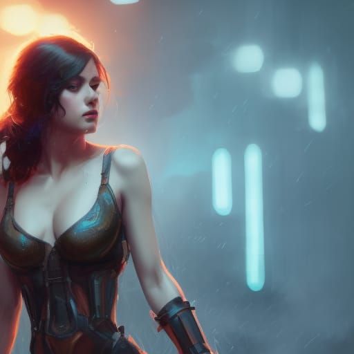 Cyberpunk Woman Portrait in Latex Outfit