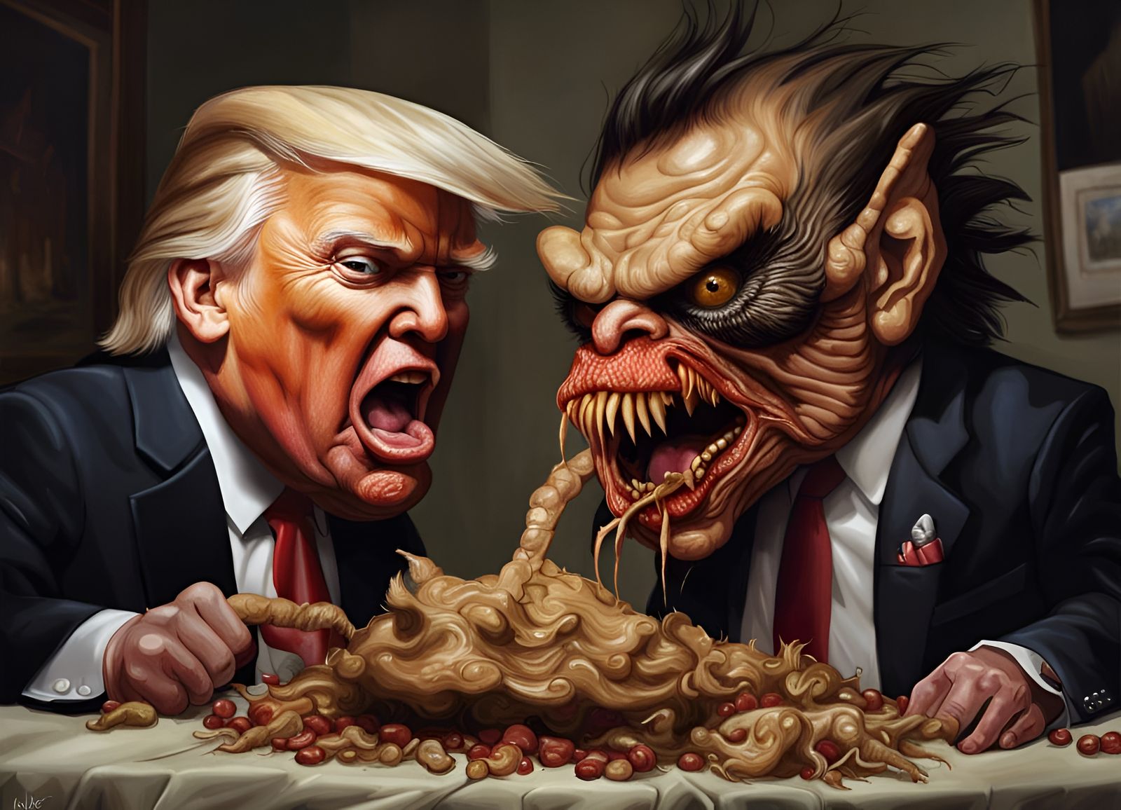 Hyperrealistic Portrait of Man Devouring Twin