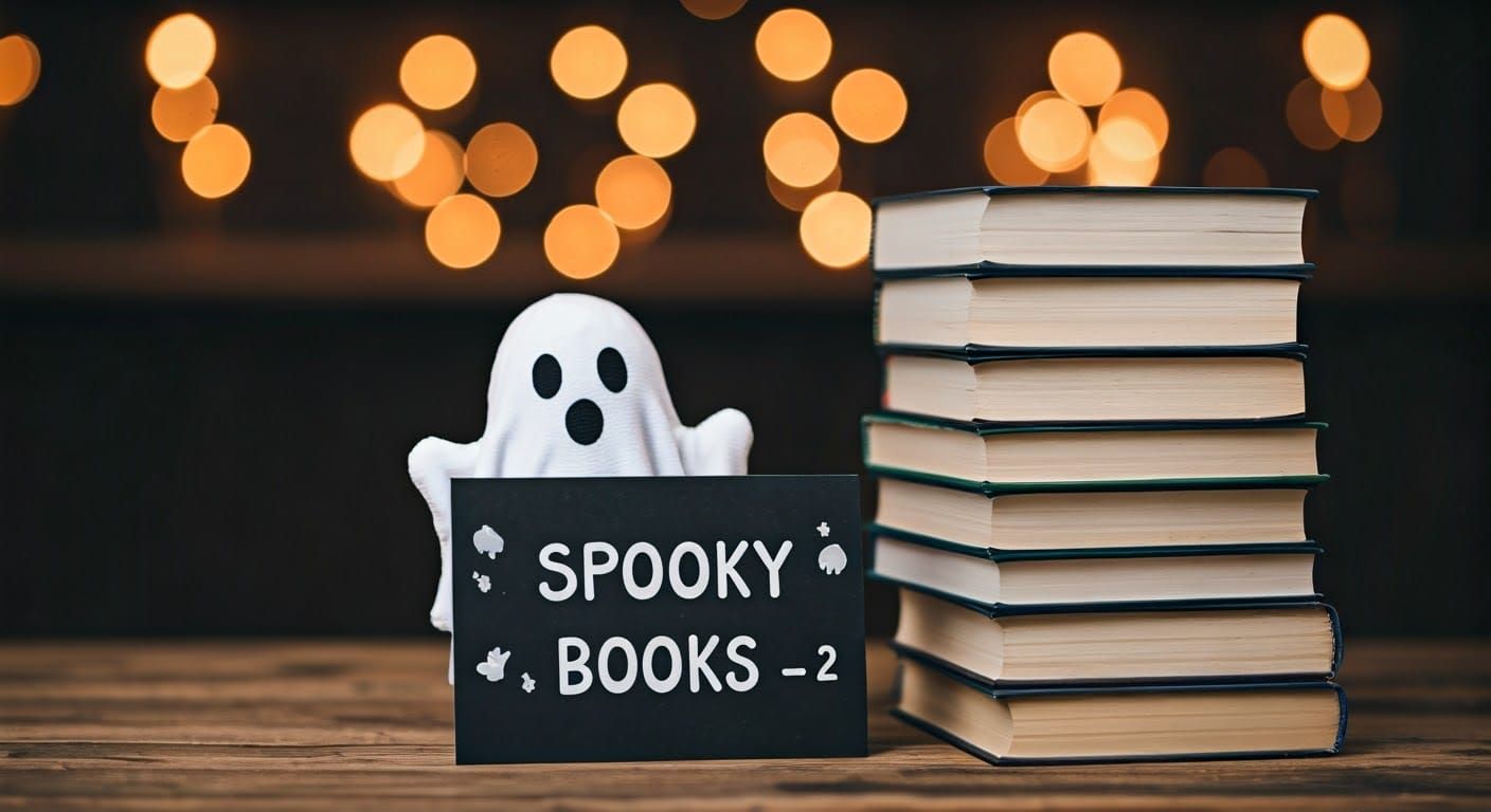 Cute Ghost Behind Books: Analog Photography