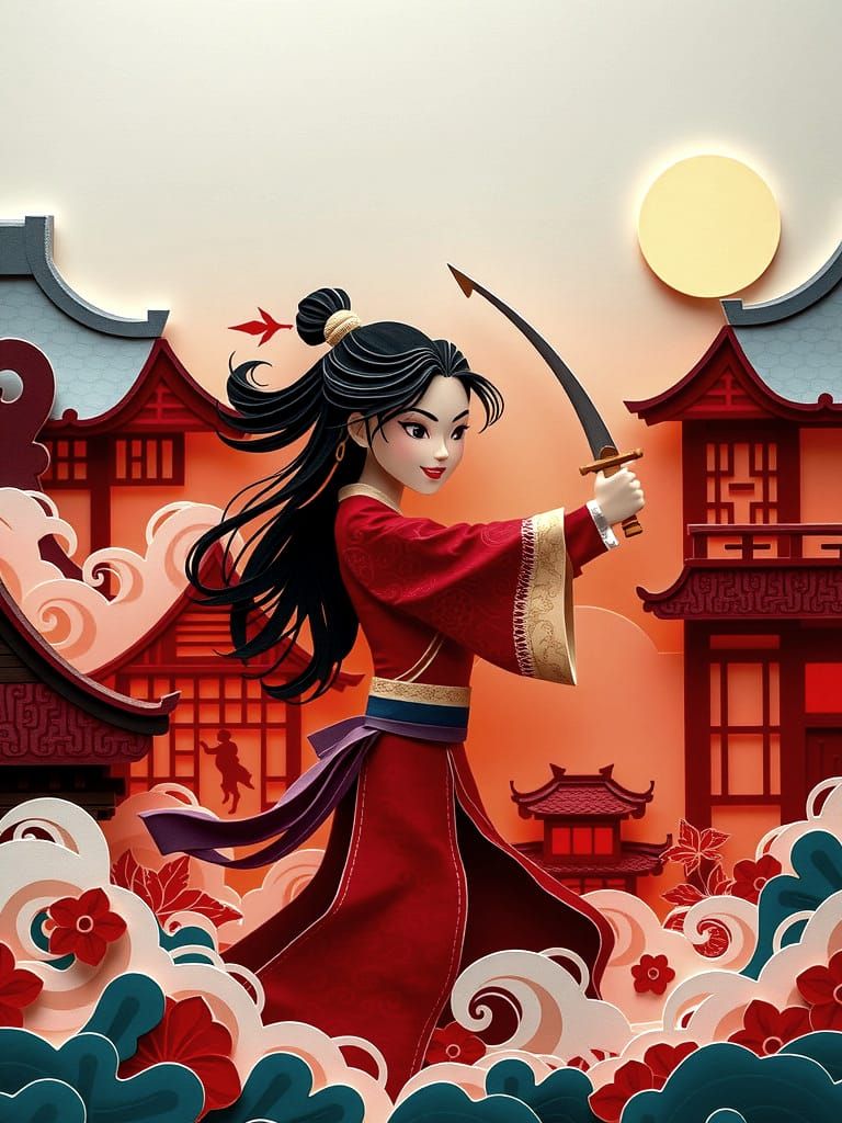 Mulan's Tale: A Vibrant Paper-Cut Animation