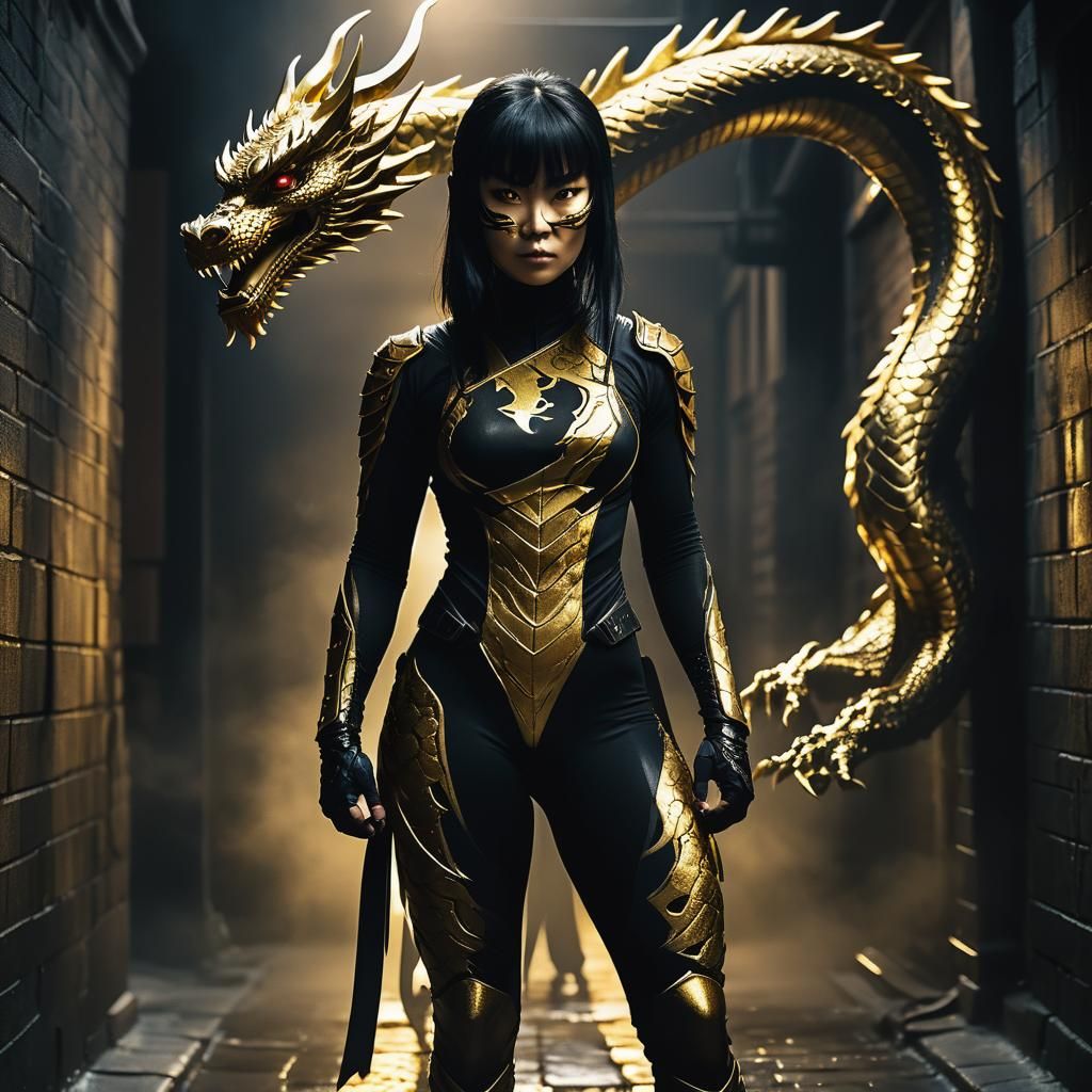 Cinematic Ninja Superhero in Dark Alleyway