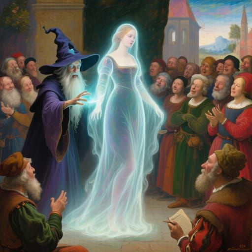 Eccentric Wizard Conjures Ghostly Woman for Art Critics