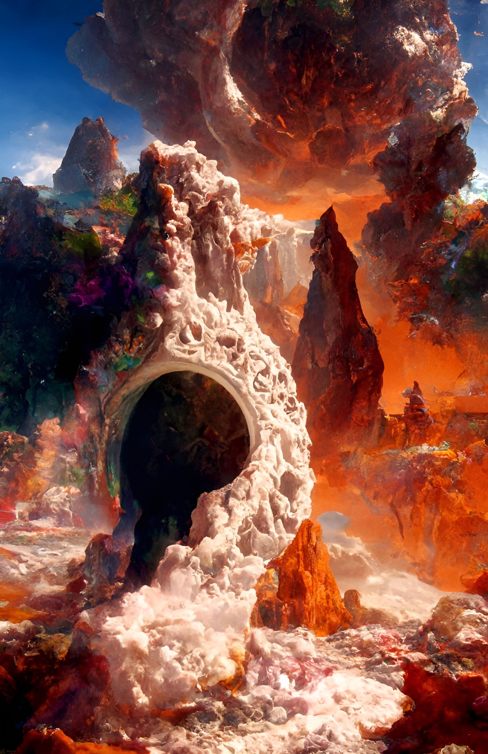 Magic Geode Portal to Alien Garden: 3D Digital Art