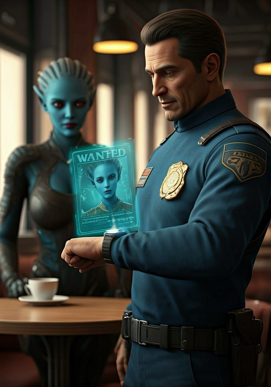 Space Cop Hologram of Wanted Alien