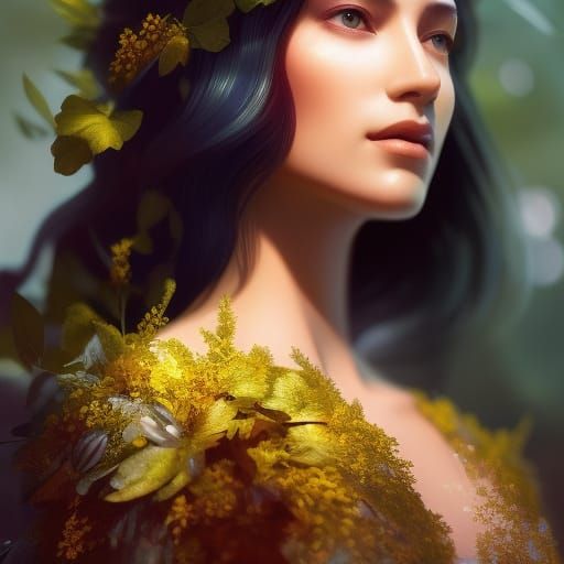 Woman Showering in Waterfall of Roses: Surreal 3D Render