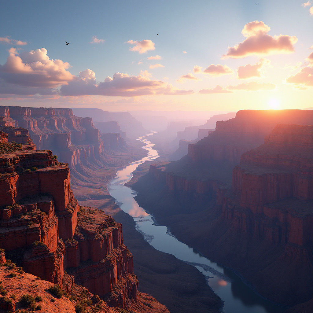 Grand Canyon Golden Hour: A Detailed Matte Painting