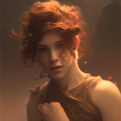 Wizard Portrait with Amber Eyes in Anime Style