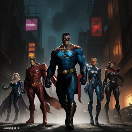 Mutant Superhero Team in Vibrant Oil Painting Style