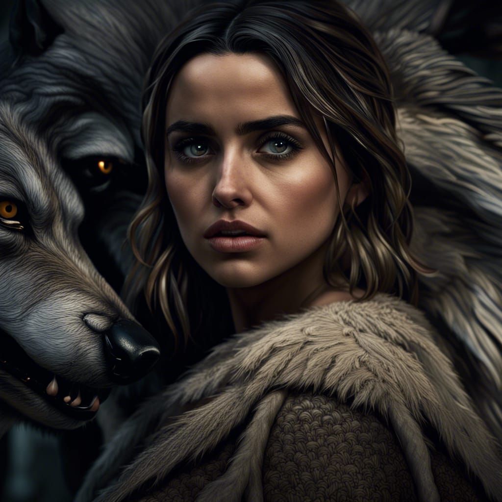 Hyperrealistic Wolf Queen Portrait in Cinematic Style