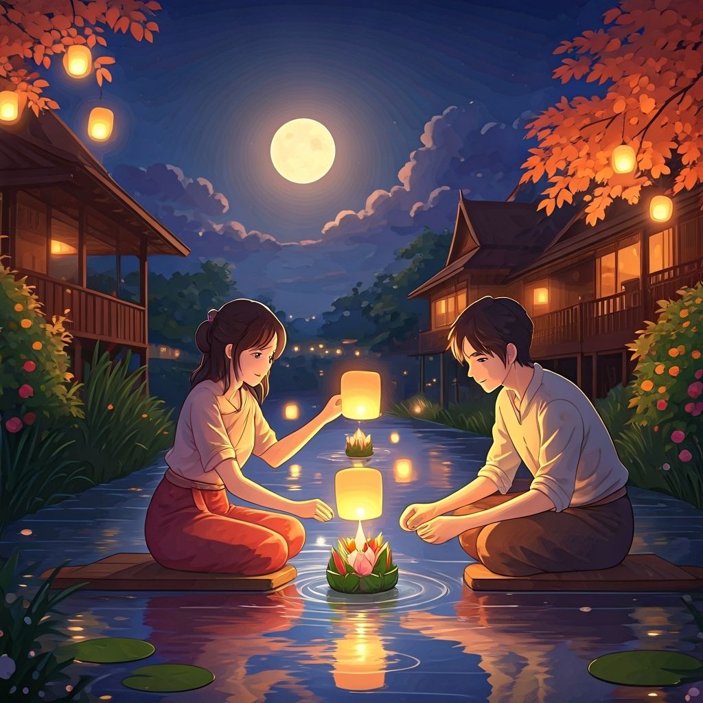 Romantic Loi Krathong Festival, Ghibli Style