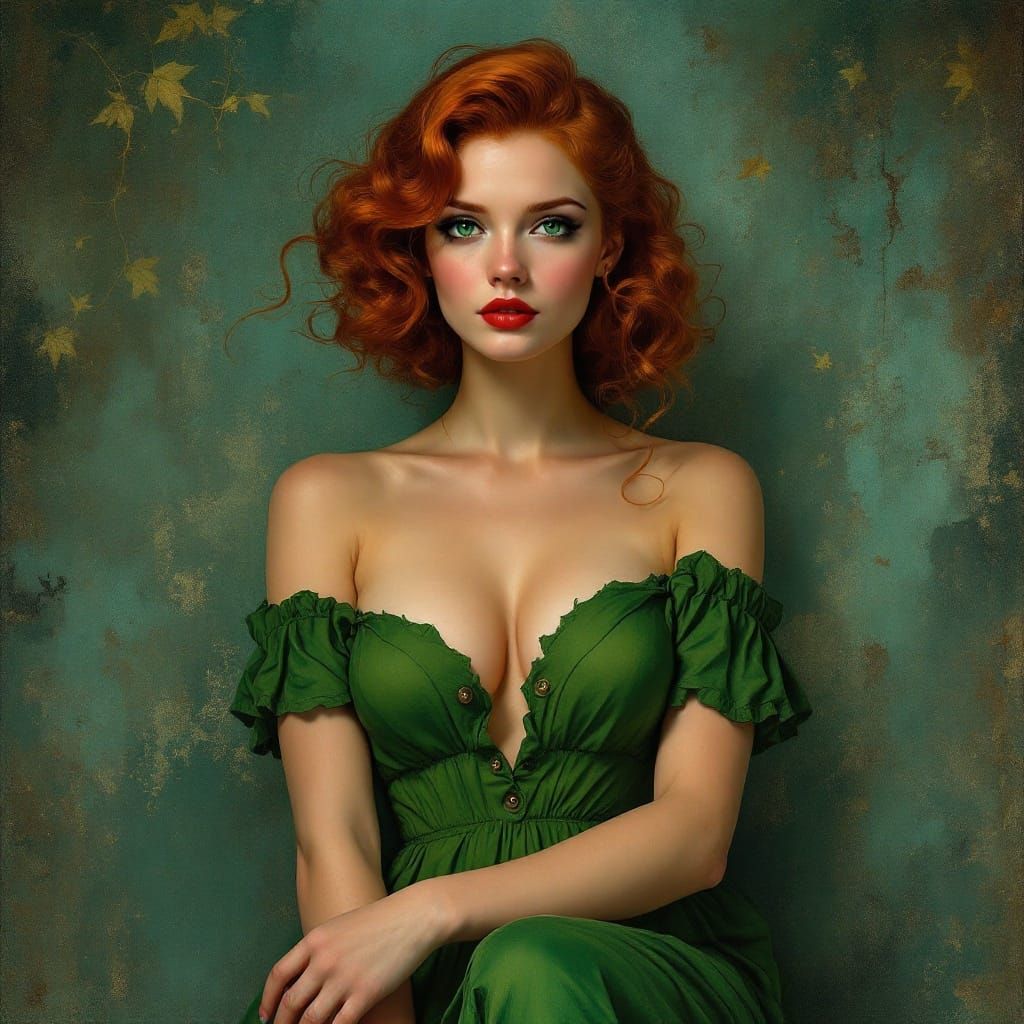 Pin-Up Girl in Art Nouveau Style