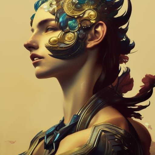 Feathered Queen Portrait in Dark Fantasy Style