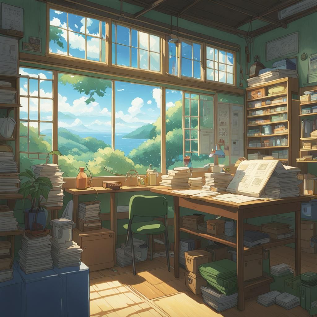 Math Classroom in Ghibli Style, Anime Key Visual