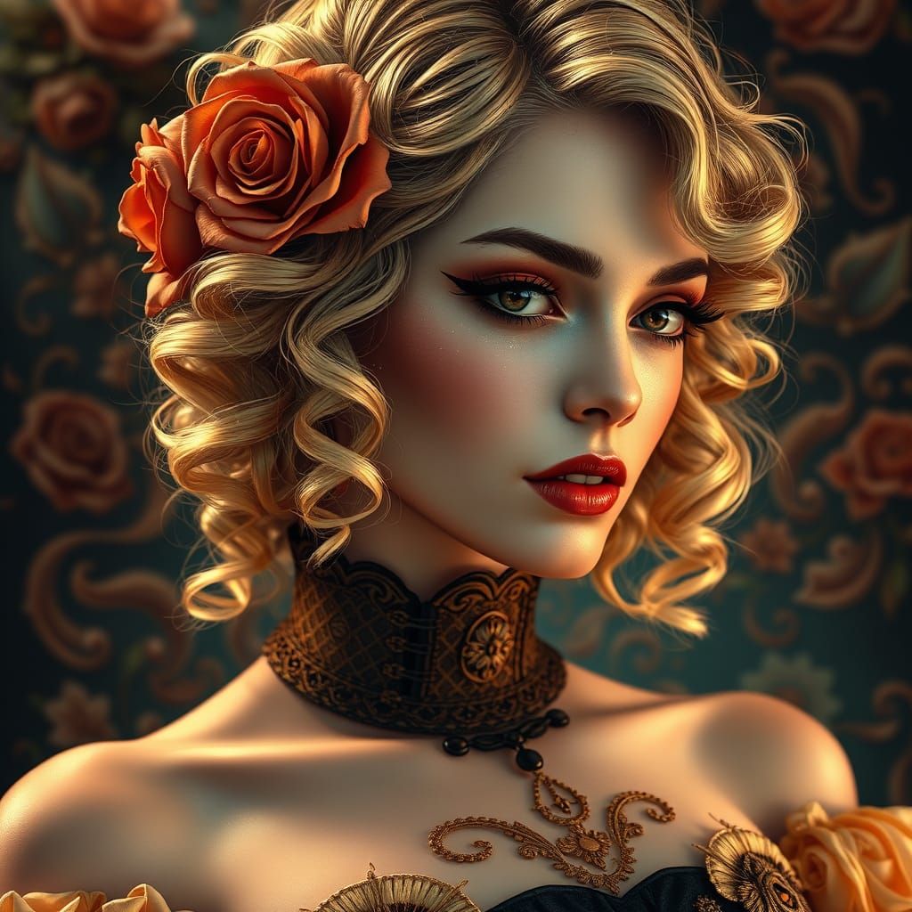 A woman with a rose in her hair