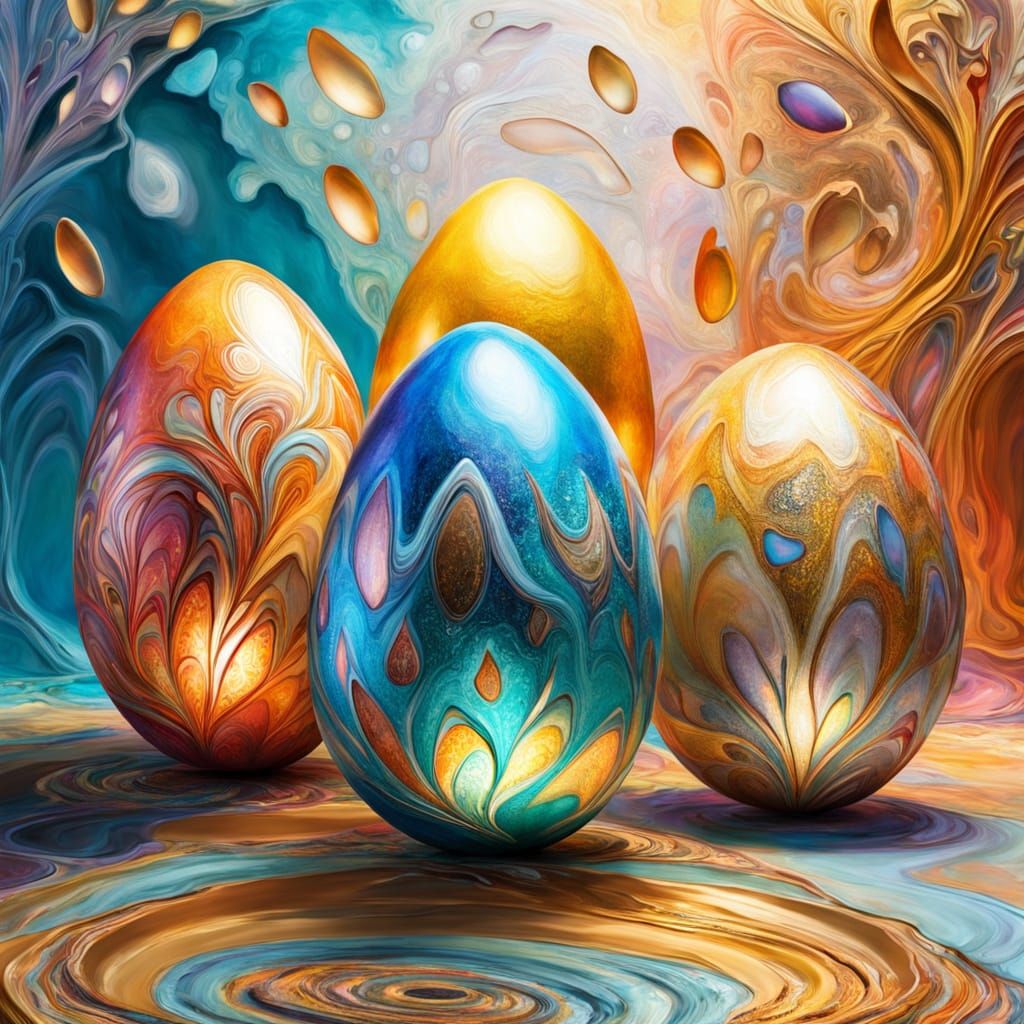 Ethereal Easter Eggs in Dreamlike Surrealism