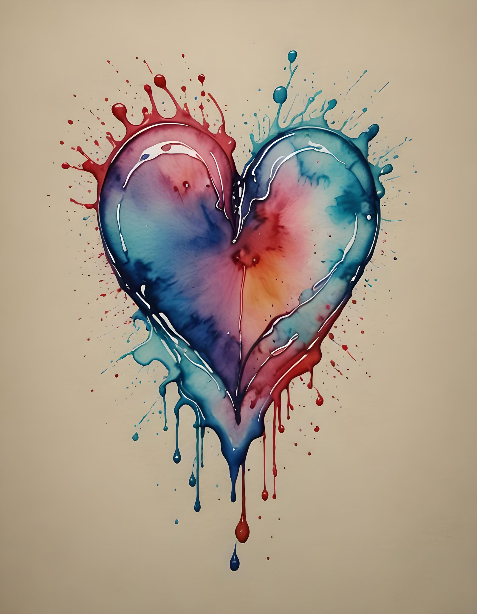 Melting Watercolor Heart with Vintage Vibe