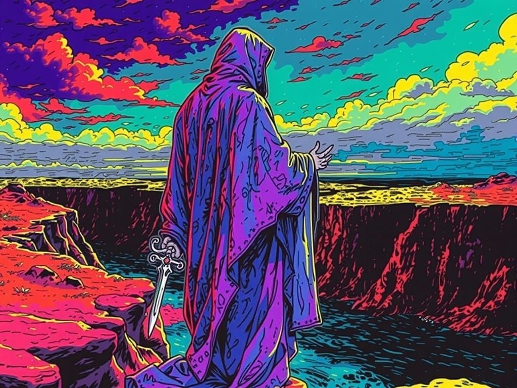 Monk Carving Runes by Stormy River