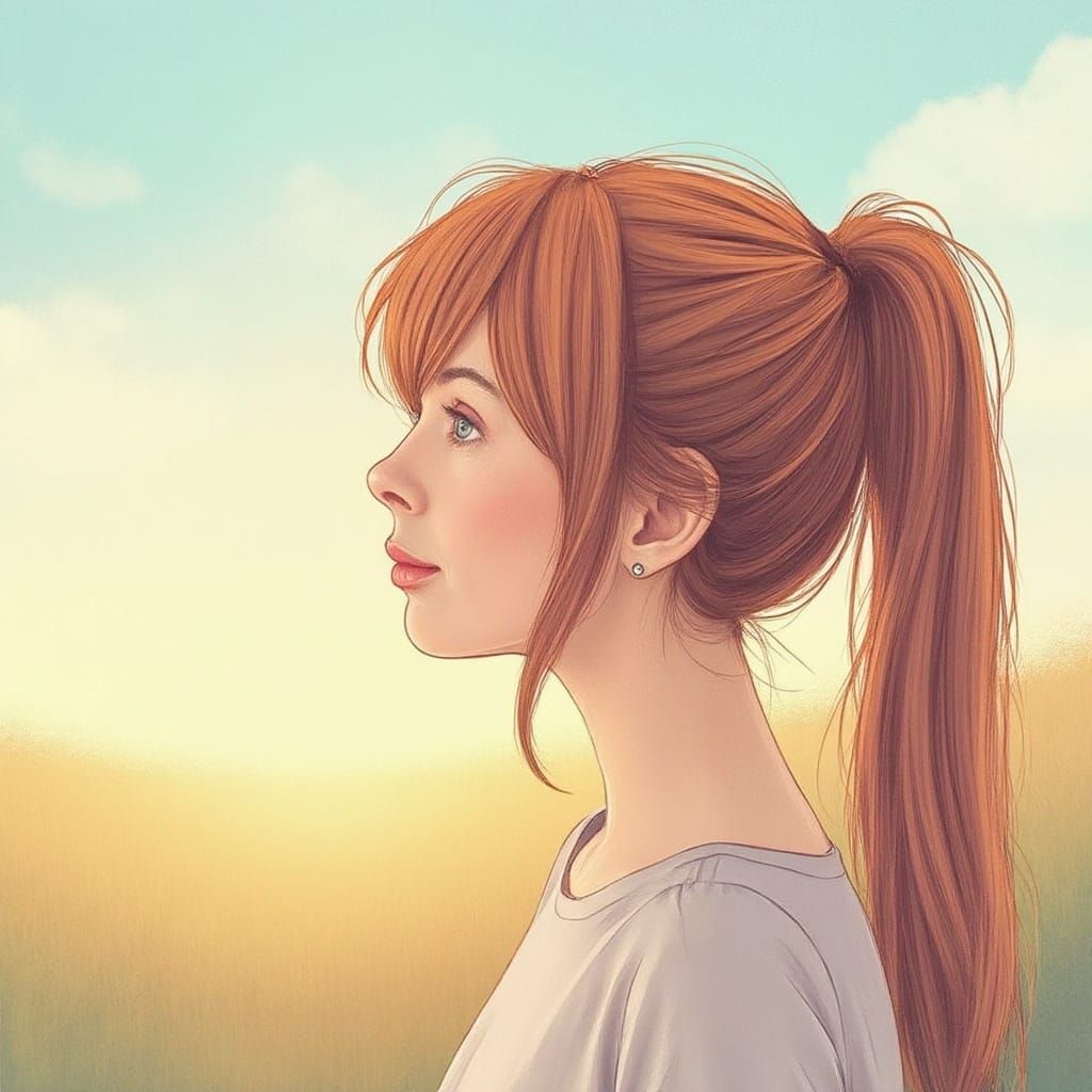 Pastel Portrait of Siobhan Gazing at Horizon