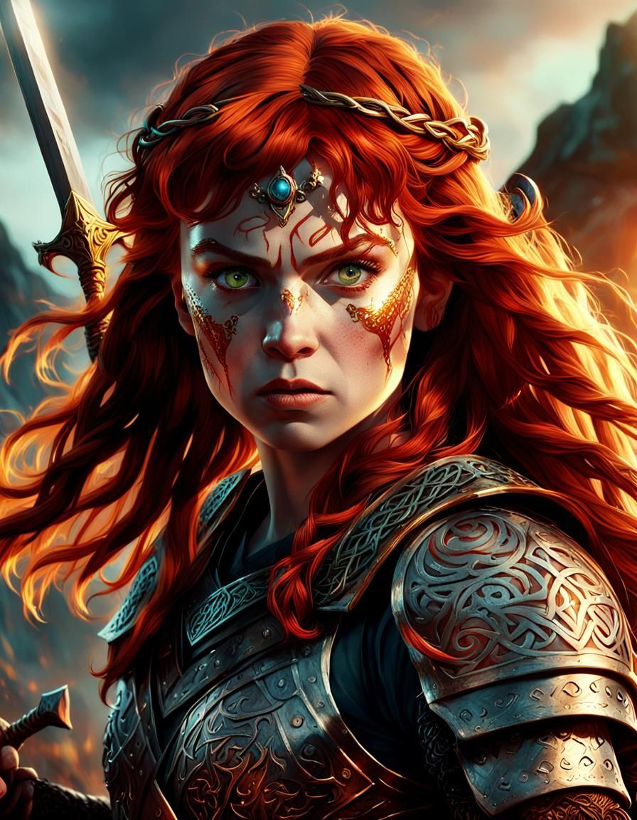 Red Sonja: Hyper-Realistic Digital Art Portrait