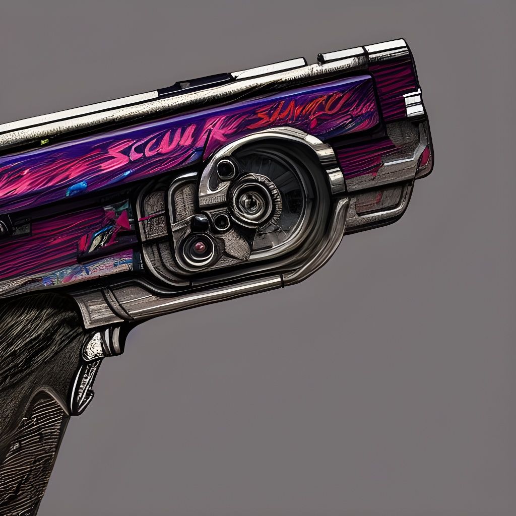 Hyperrealistic Detailed Pistol with Metallic Reflections