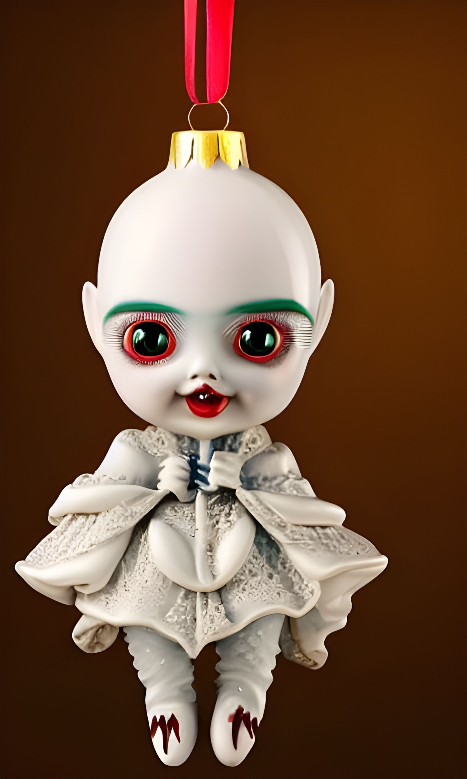 Creepy Beautiful Porcelain Christmas Ornament Doll