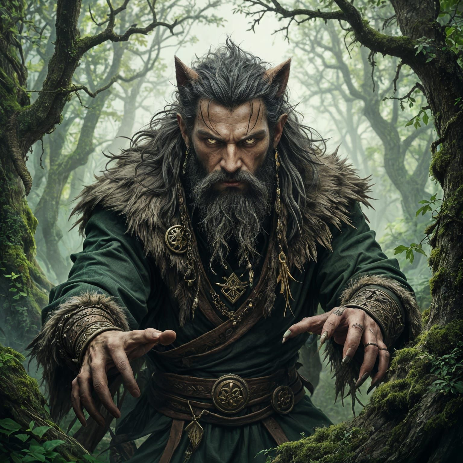 Wild Guardian Spirit of Nature in Earthy Tones